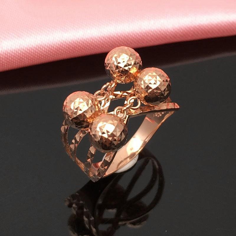 Russian Purple Gold Ball Ring Retro Temperament Unique Design Rose Gold Plated Hollow Live Ring