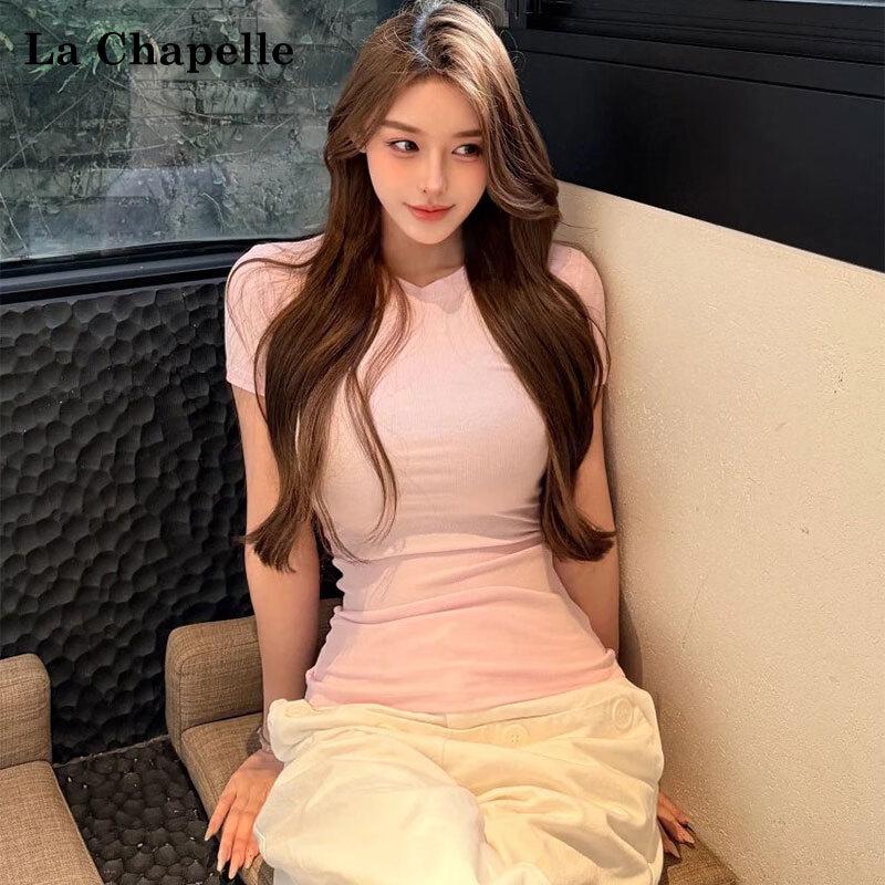 La Chapelle Women's Lyocell Blend Slim Fit Short Sleeve T-shirt