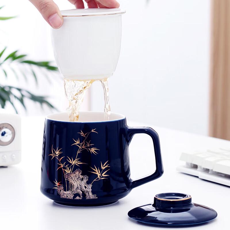 TLAKEHO Ceramic Tea Infuser Mug with Lid