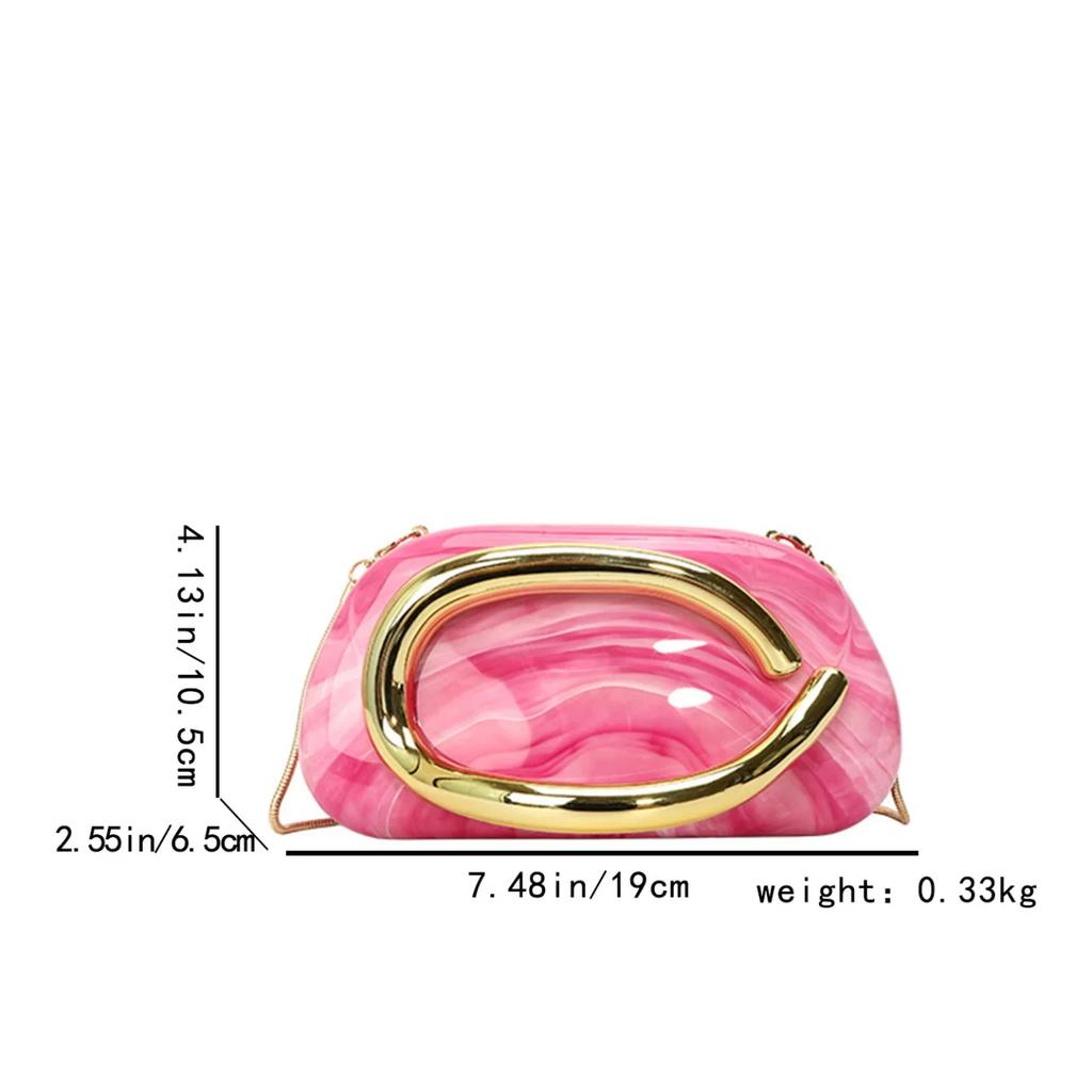 Gold Closure Box Clutch Bag women evening wedding party cute purse bag handbag 2025 summer new Acrylic Crossbody Phone Purse
