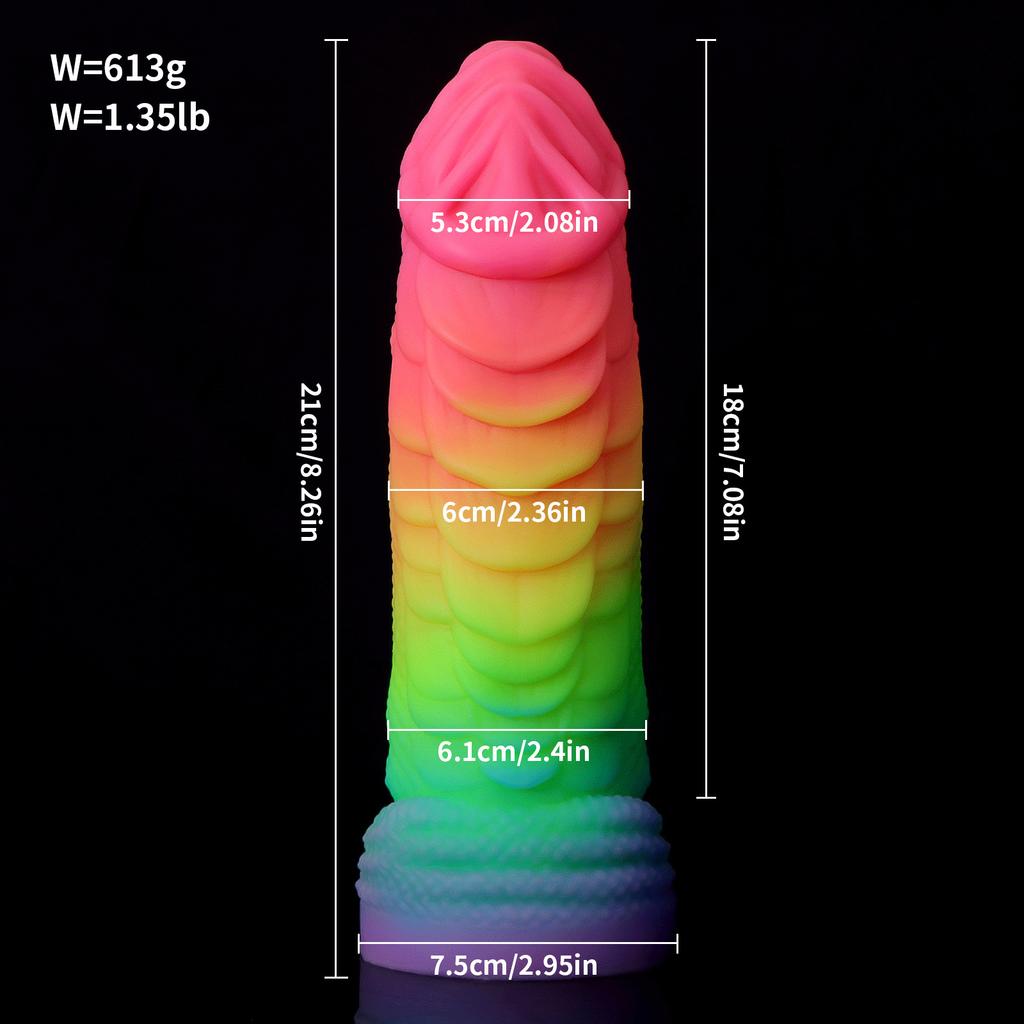Mixed Color Glowing Dildo Simulation For Men And Women In The Backyard  Used For Masturbation As An Adult Product
