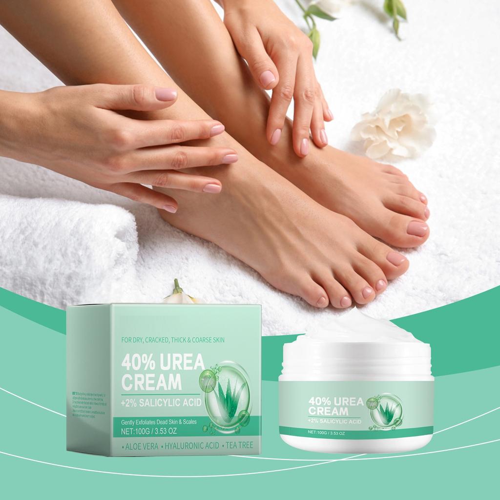 Urea Cream 40% SalicylicAcid, Moisturising Cream Against Cracked Heels, Enriched With & Hyaluronic Acid&AloeVera Extracts, Deep Moisturising