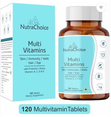 NutraChoice Multivitamin Tablets for Men and Women, 40 Nutrients with Probiotics  (120 Tablets)