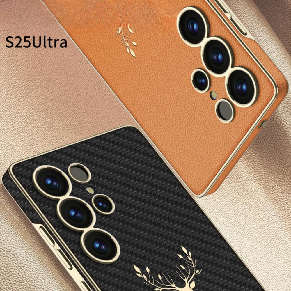Kreslený Sob Nárazuvzdorný Kryt na Telefon Galaxy S25 Ultra pro Samsung Galaxy S25 Ultra Elektroplatovaný Kožený Ochranný Kryt
