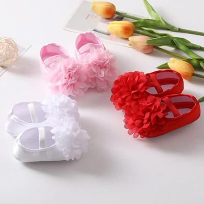 Neonate Scarpe di cotone Principessa Fiore Bambini prewalker Scarpe Infantili Fondo morbido Primo camminatore + Fascia per capelli 0-18M Bambino