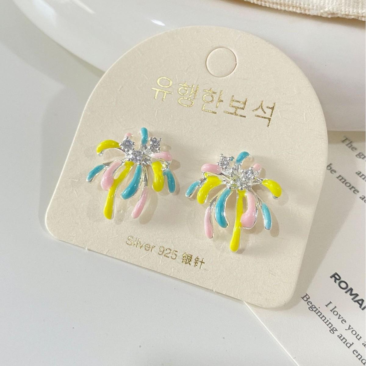 Dopamine Colorful Fireworks Enamel Drop Earrings - Fresh, Fashionable, Simple, and Elegant