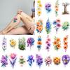 9pcs Temporary Tattoo Waterproof Long-lasting Body Stickers Sunflower Tulip Orchid For Chest Ladies Cheeks