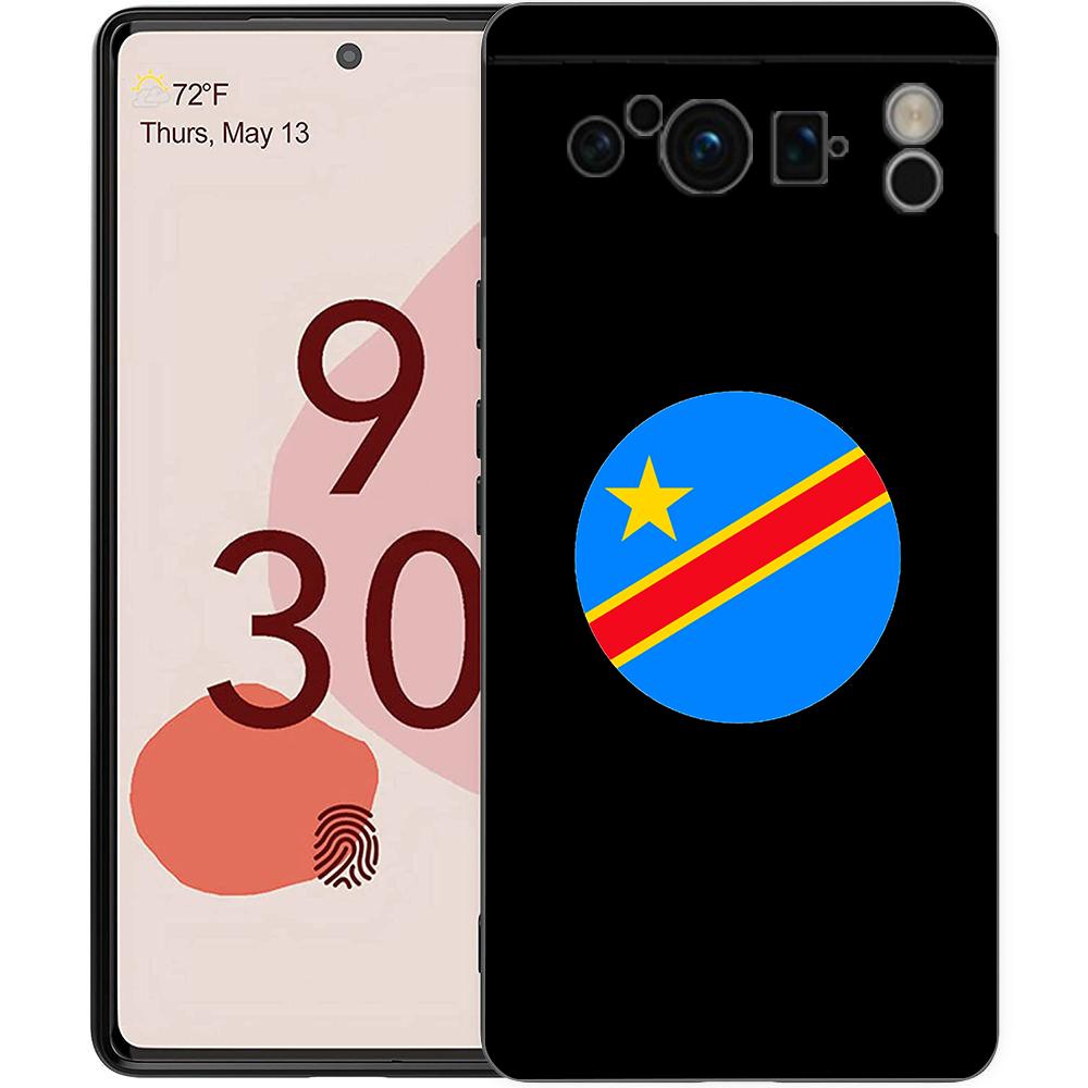 Handyhülle für Google Pixel 8 A 7 6 Pro 6A 5G Schwarz Weiche Stoßfeste Rückseite Silikon TPU Hülle Coque Kongo-Flagge
