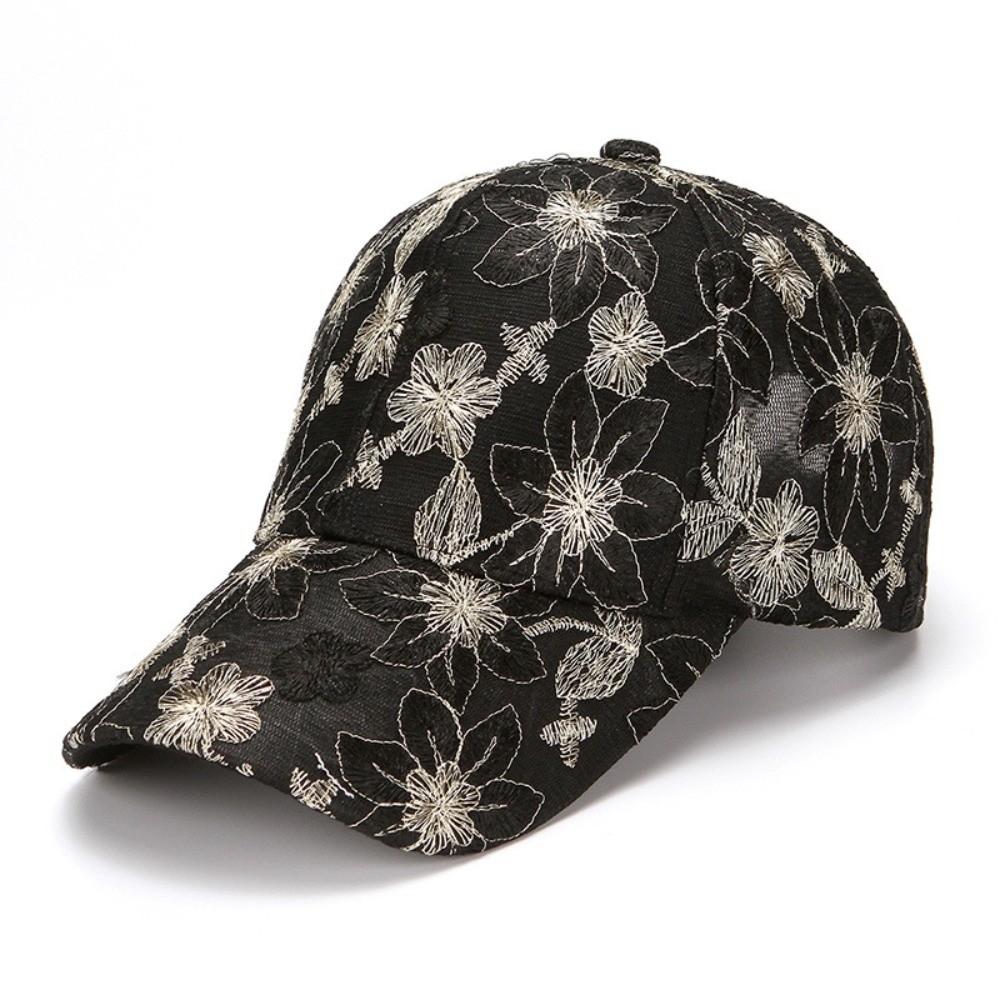 Adjustable Floral Lace Baseball Cap Hollow Outdoor Sun Hat Elegant Mesh Baseball Hat  For Women