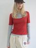 KIJUN Layered Jersey Top Red