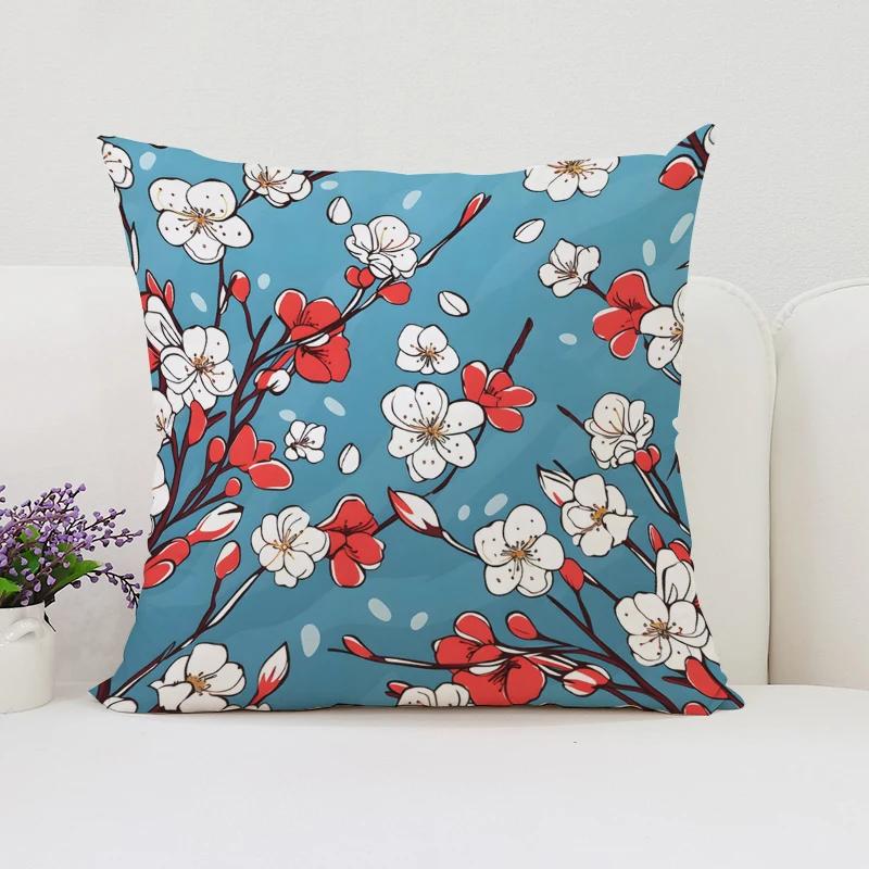 Cushion Covers for Decorative Cushions Japanese Cherry Blossom Pillowcases for Pillows 45x45 Luxury Cushion Cover Pillow Cases