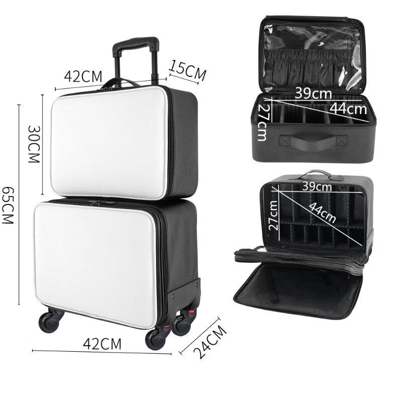 MDNG 2-in-1 Large Capacity Rolling Makeup Train Case