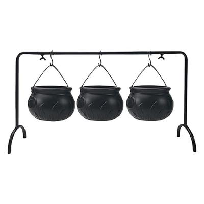 3 Pcs Halloween Party Decorations Cauldron Bowls with Iron Rack Witches Cauldron Serving Bowls On Rack