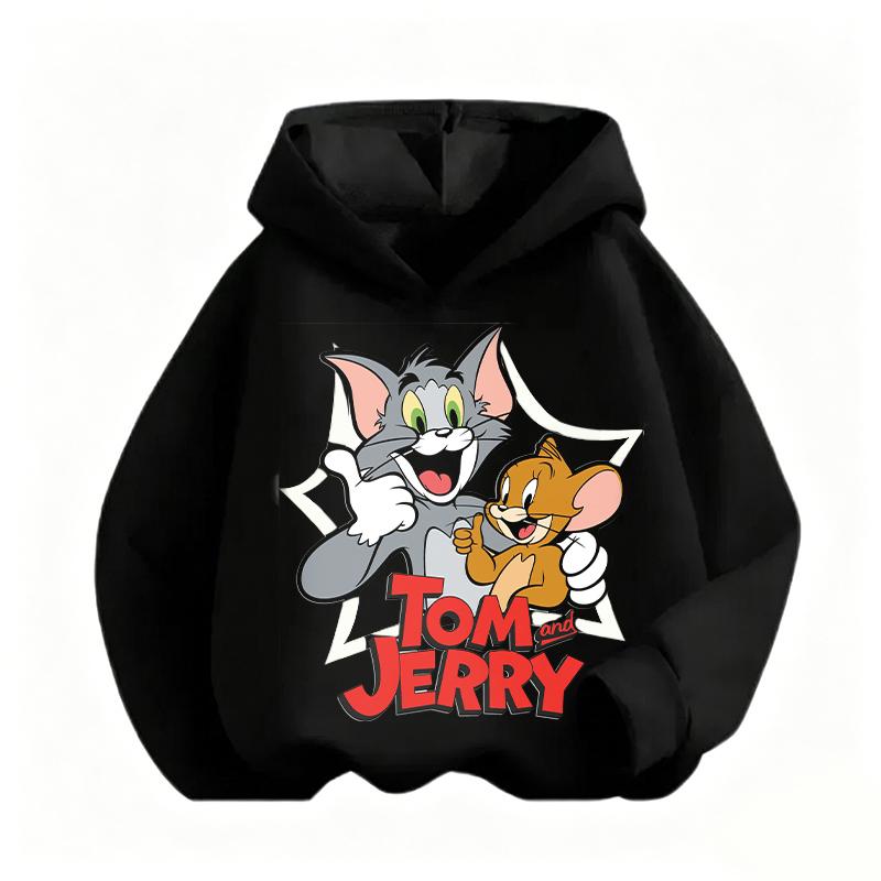 2026 Autumn Boys Girls Hoodies Cartoon Print Children's Tom Jerry Autumn Winter Long Sleeve Sweatshirt Cute Girls Hoodies Pullover