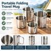 250-700ml Camping Cup Foldable Handle Stainless Steel Mug New Water Mug  For Camping Travel