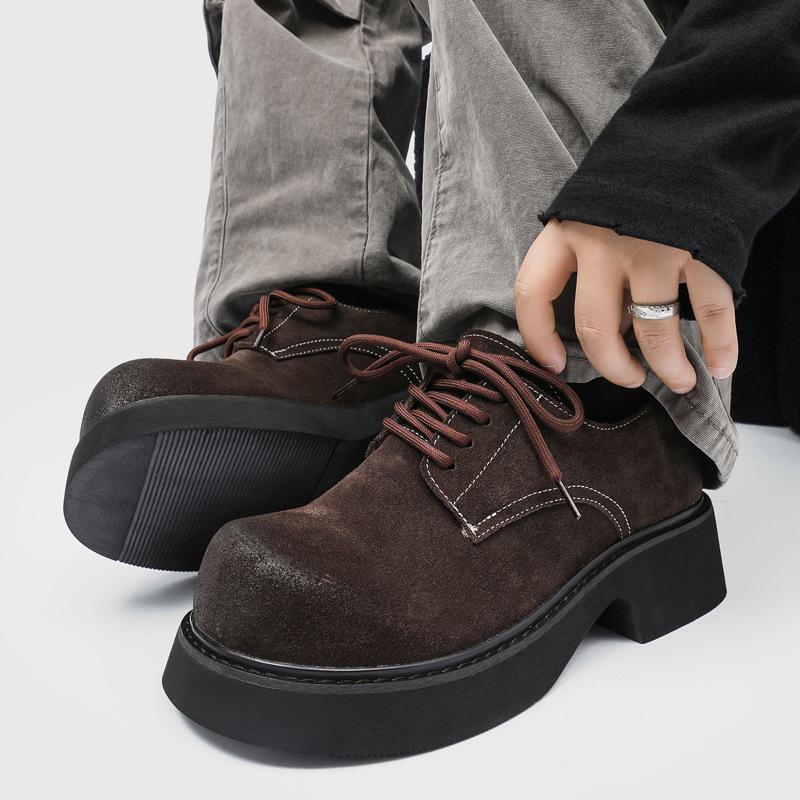 Derby Shoes Men's Shoes Big Head Leather Shoes Summer Breathable Versatile Single Shoes Loafers Trendy Laces 9522-H