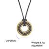 Retro Rune Cutout Ring Pendant Necklace In Blackened Titanium Steel with Leather Cord
