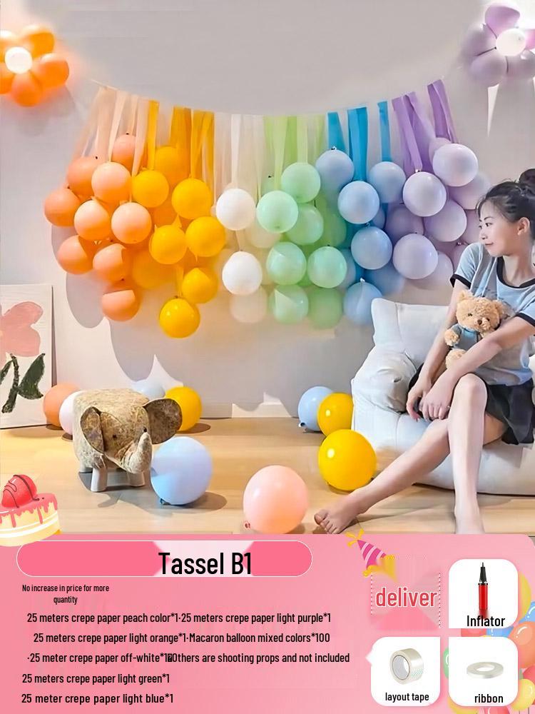 Bunte Luftballon-Quasten & Krepppapier-Bänder für Geburtstags- & Kindergarten-Dekorationen