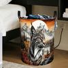 1pc Laundry Basket, Majestic Ocelot Print In the Forest. Large Capacity Open Laundry Basket, Easy-to-Carry Handle Design, Circular Structure Saves Spa
