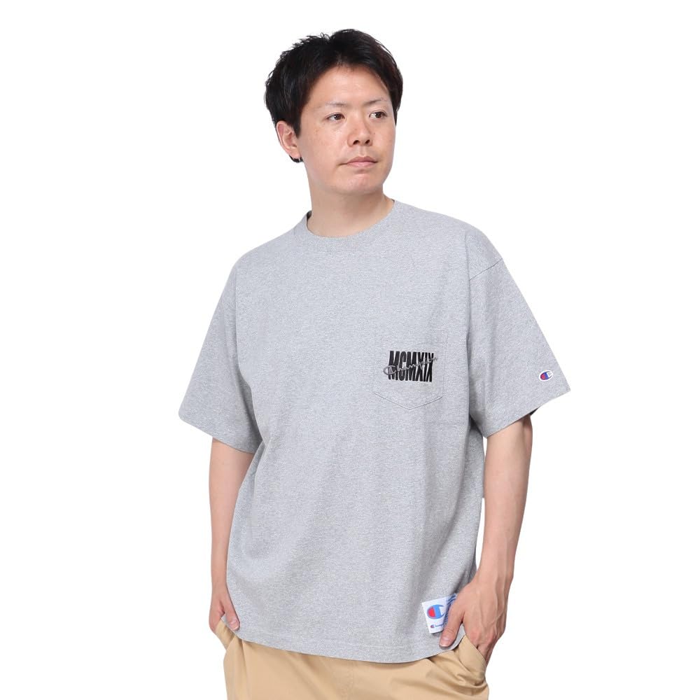 Champion Short Sleeve Crew Neck Graphic Action Oxford Gray Men's T-Shirt, 100% Cotton, Print, Style, C3-Z305,