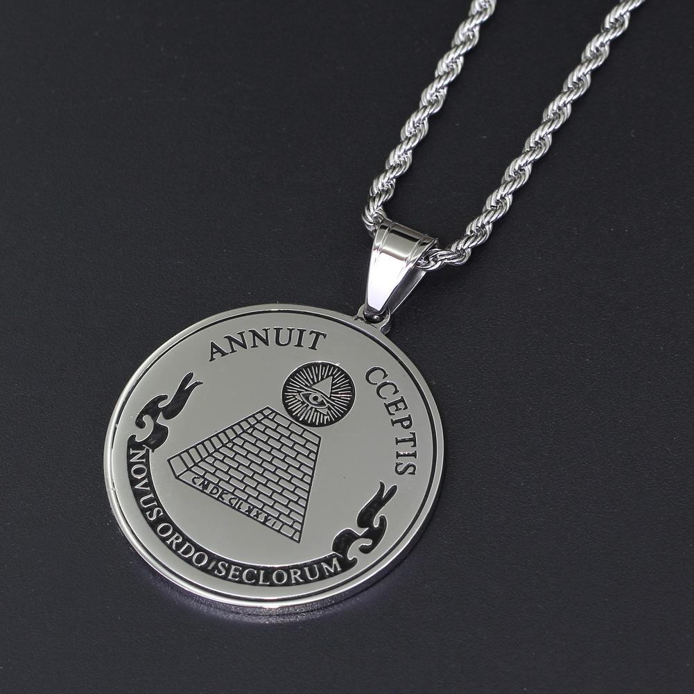 Popular Necklace Circular Pyramid Pendant Mens Gold and Silver Hip Hop Accessory