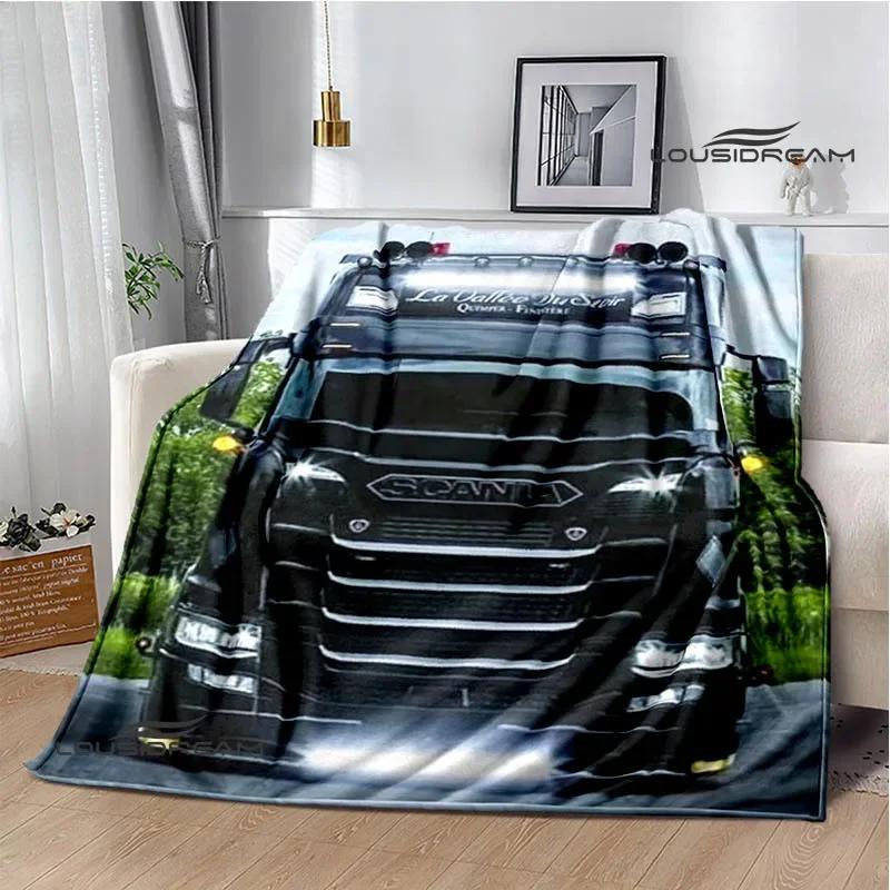 3D S-Scania Truck Printed Blanket Picnic Blanket Warm Flannel Blankets Home Bed Linings Blankets for Beds Birthday Gift