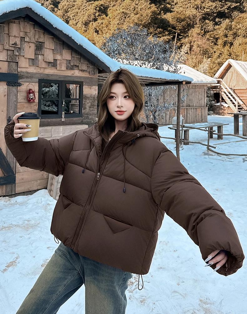 Women's Short Hooded Loose Thickened Warm Jacket