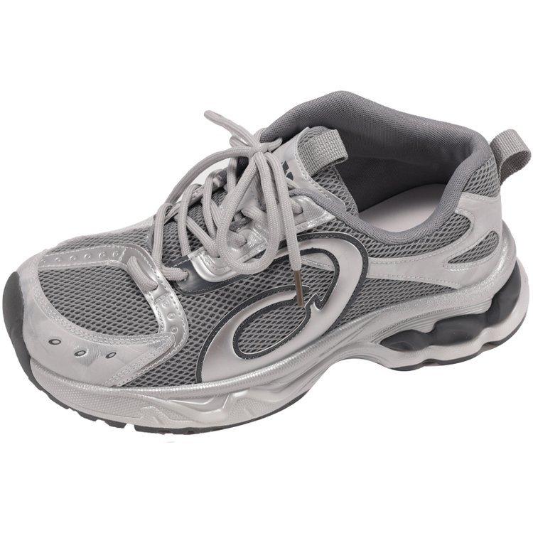 

This year is very popular~ Internet celebrity small tilted head mesh dad shoes women color matching cool lightweight platform sports casual shoes 40 серебряный