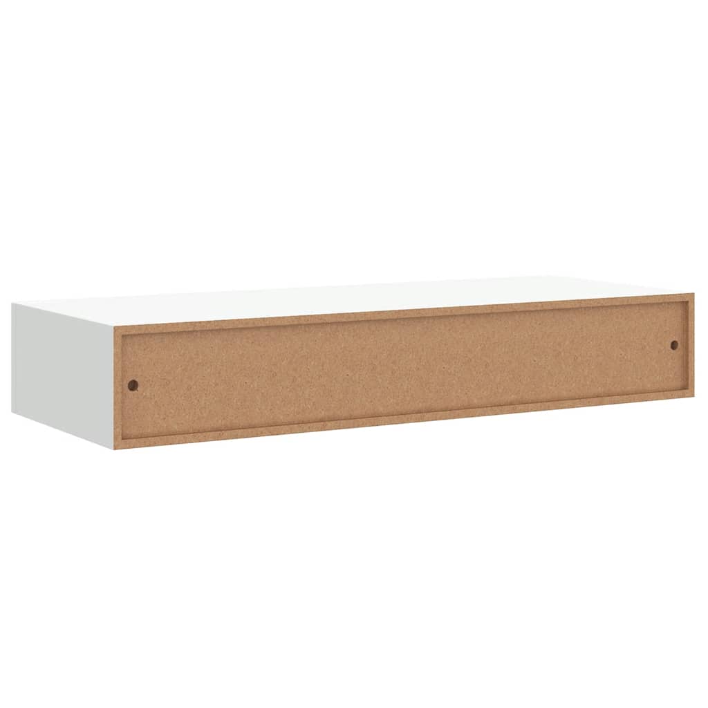 Mensola a Muro con Cassetto Bianca 60 x 23.5 x 10 cm MDF