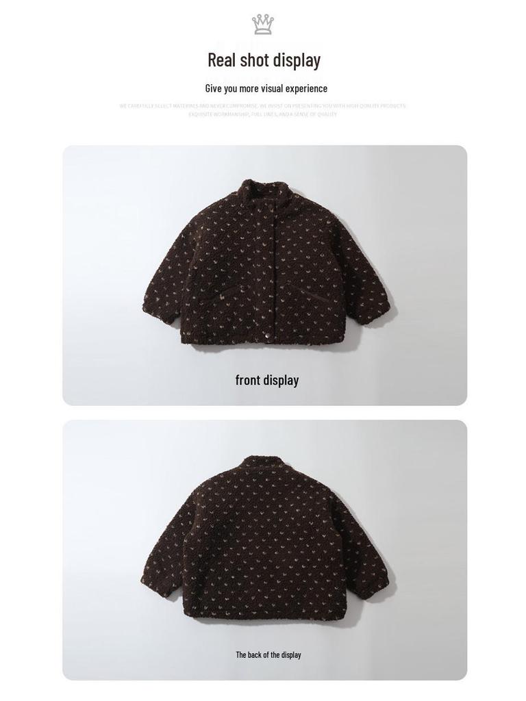 Girls' 2025 Autumn/Winter Fleece Jacket - Plush, Fashionable Sweater for Baby Girls