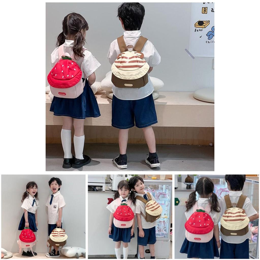 Children Cotton Cartoon Fruit Hat Backpack With Padded Shoulder Straps For Kindergarten Kids