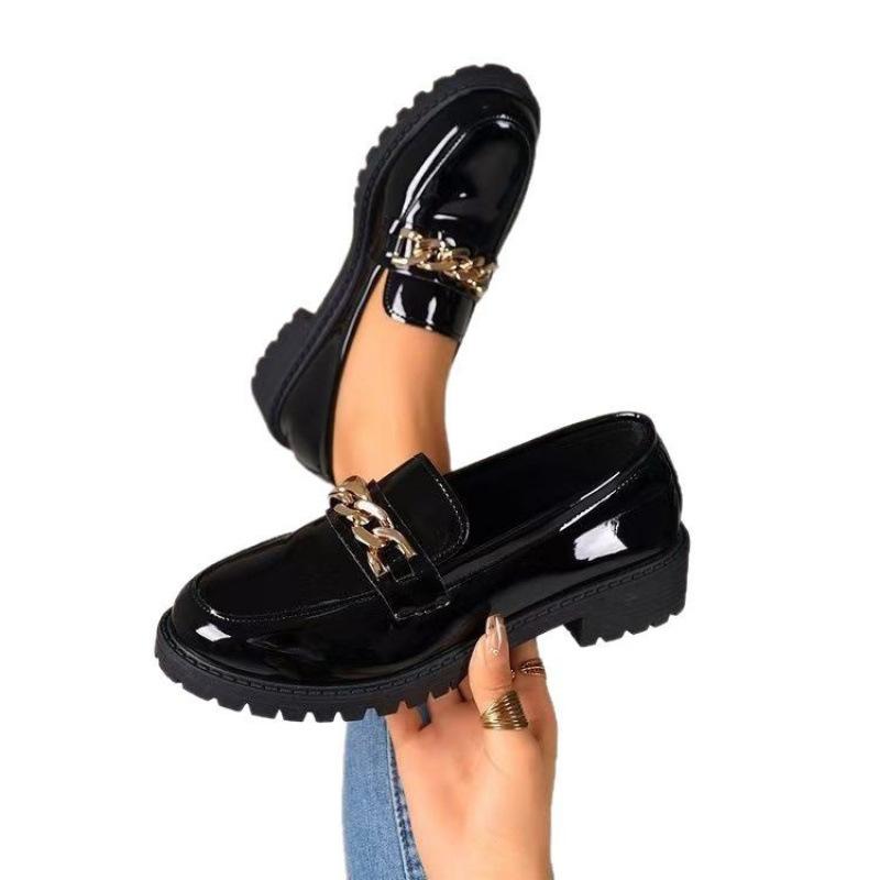Frühling neue Damen Retro Britische JK Studentin Dicksohlige Kleine Lederschuhe Dicker Absatz