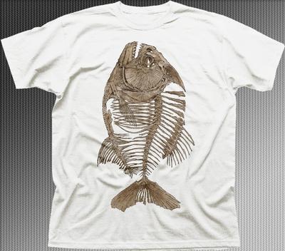 Pez Piraña Esqueleto Hueso pescador camiseta blanca OZ9624