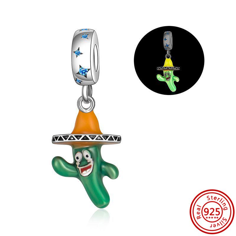 

Подходит для браслетов с шармами Pandora 925 медь Светящийся в темноте Привидение Тыква Светлячок Лампочка Насекомое Светящаяся подвеска Бусины Циркон