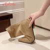 Aphixta Suede Upper Woman Modern Boots 5cm Height Increasing Short Boots Shoes Sexy Pointed Toe Black Zipper Concise Ankle Boot