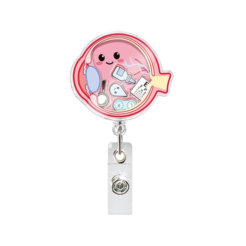 1 Stuk 2026 Nieuw Ontwerp Shaker Acryl Anime Menselijk Orgaan Intrekbaar Arts ID Kaarthouder Verpleegkundige Badge Reel Alligator Clip