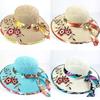 Foldable Flower Embroidery Hat Wide Brim Sun Protection Hat New Straw Beach Cap  Women Summer