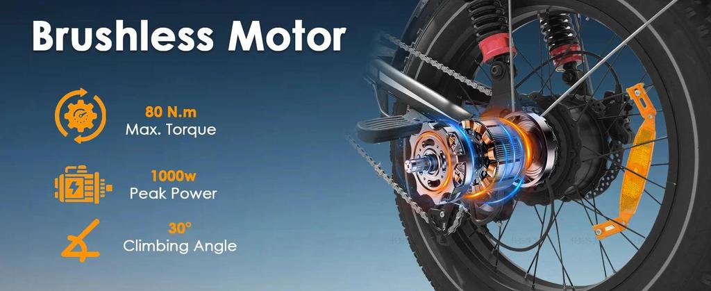 Ebike S8 Electric Bicycle 1000W 48V 17.5AH Ebike, 20-inch X4.0 Electric Tire Electric Urban Mountain Bike