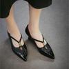 Johnature Retro Pointed Toe High Heels Versatile Genuine Leather And Comfortable Coarse Heels Women's Shoes
