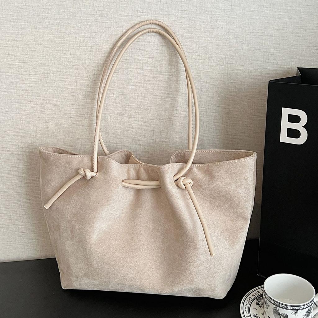 Large capacity retro suede tote bag women's 2025 new casual fashion shoulder bag niche versatile underarm bag