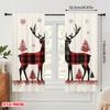 2pcs,2D Plane Printing Contemporary Curtains Buffalo Plaid Reindeer Snowflakes (4) Durable Polyester (without Rod) Holiday
