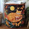 Decorative Fabric Laundry Basket with Carry Handles, Folding Polyester Hamper for Closet Blanket and Towel Storage