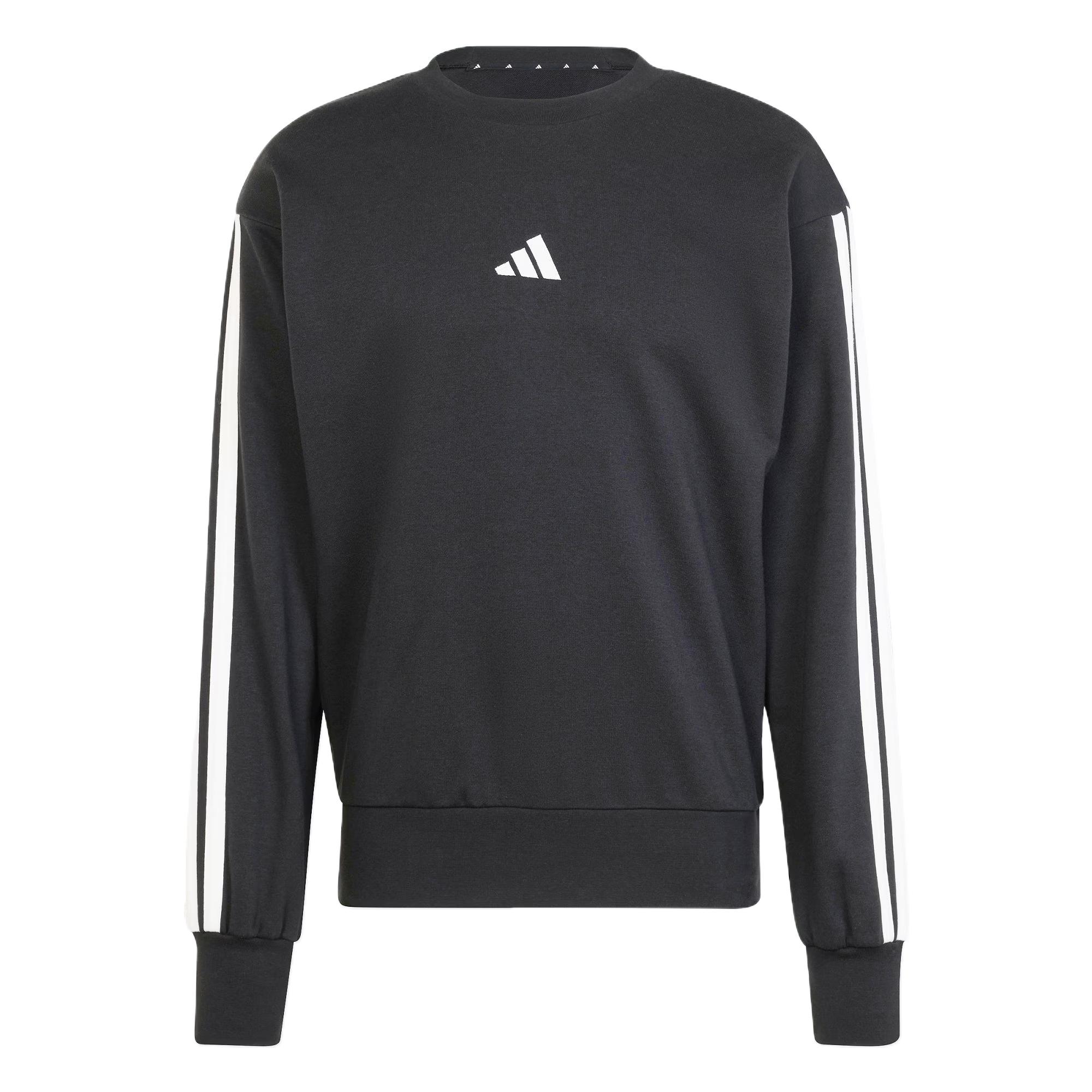 

adidas Essentials Men s Black/White 3-Stripes French Terry Crewneck Sweatshirt JE6372 3XL