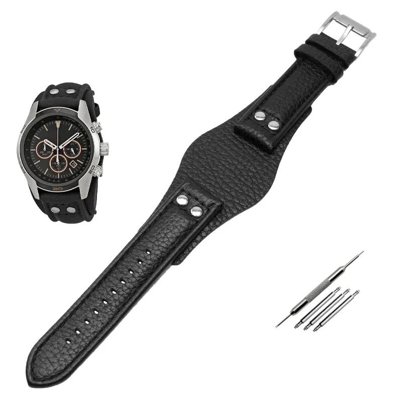 22mm Echtes Leder Uhrenarmband Für Fossil CH2592 CH2564 CH2565 CH2891CH3051 Armband Herren-Armband mit Nieten-Stil