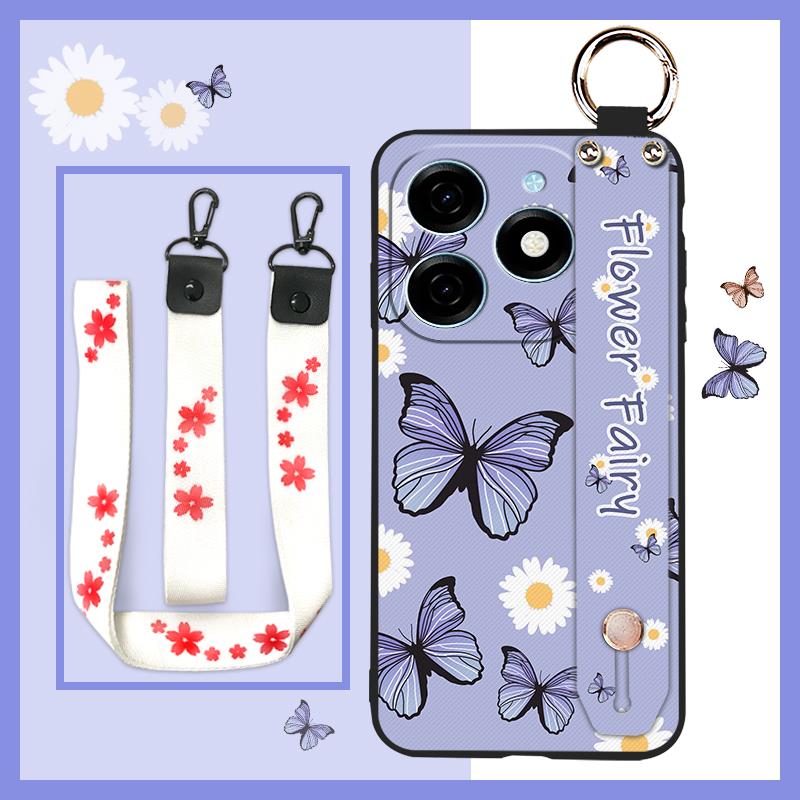 Fashion Design Durable Phone Case For Tecno Spark20/KJ5 Flower Anti-knock Phone Holder Anti-dust Dirt-resistant Ring