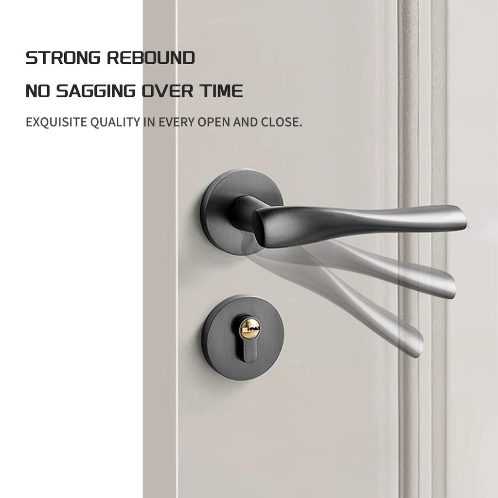 Modern Minimalist Wooden Door Handle and Lock Set for Household Indoor, Bedroom, Bathroom and Courtyard Wooden Doors