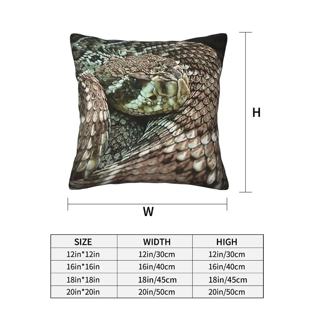 Snake, Coiled Diamondback Rattlesnake 2 Pcs Square Pillowcase Pillow Cover Cushion Zip Decorative Comfort Throw Pillow For Home