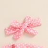 Toddler Girl Valentine's Day Romper Heart Embroidered Dot Long Sleeve Smocked Round Neck Ruffled Fall Jumpsuits Headband 