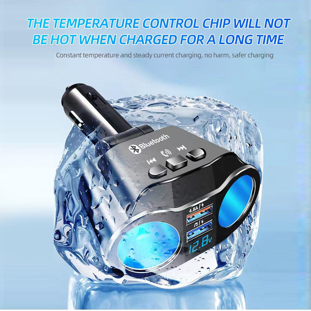 Rozdzielacz ładowarki do zapalniczki samochodowej Quick Charge 12V Auto Nadajniki FM Bluetooth Połączenie głośnomówiące Gniazda