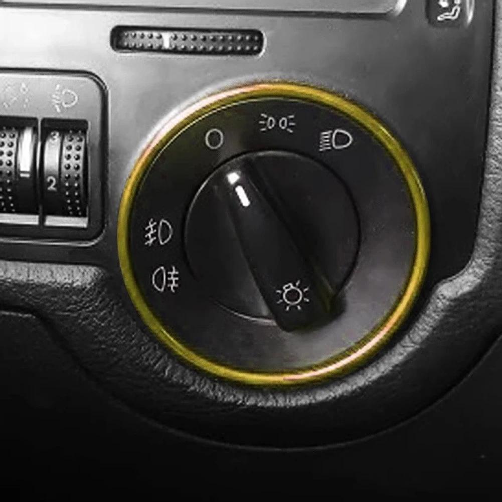 Car Headlight Switch Decorative Frame Trim Ring Sticker Fit for Volkswagen VW Golf Jett MK5 MK6 Passat B6 B7 CC Touran Tiguan
